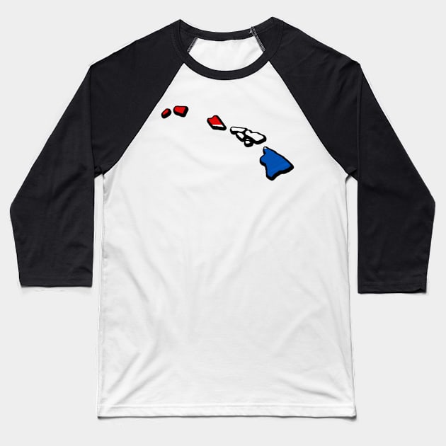 Red, White, and Blue Hawaii Outline Baseball T-Shirt by Mookle